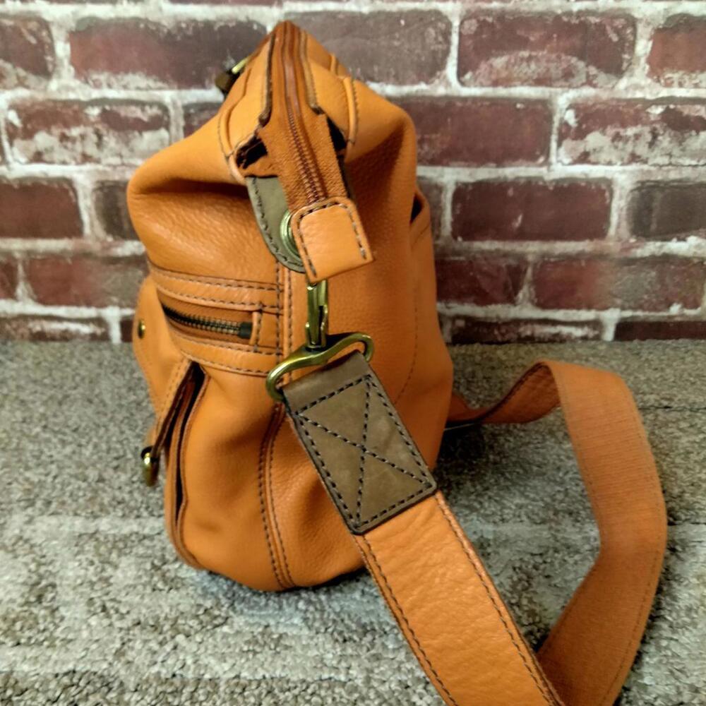Fossil Long Live Vintage 1954 Orange Leather Explorer Foldover Crossbody Bag - Picture 8 of 11